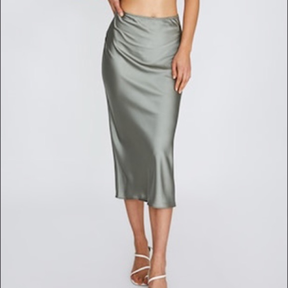 COPY - The Fifth Label Sage Green Satin Bias Midi…